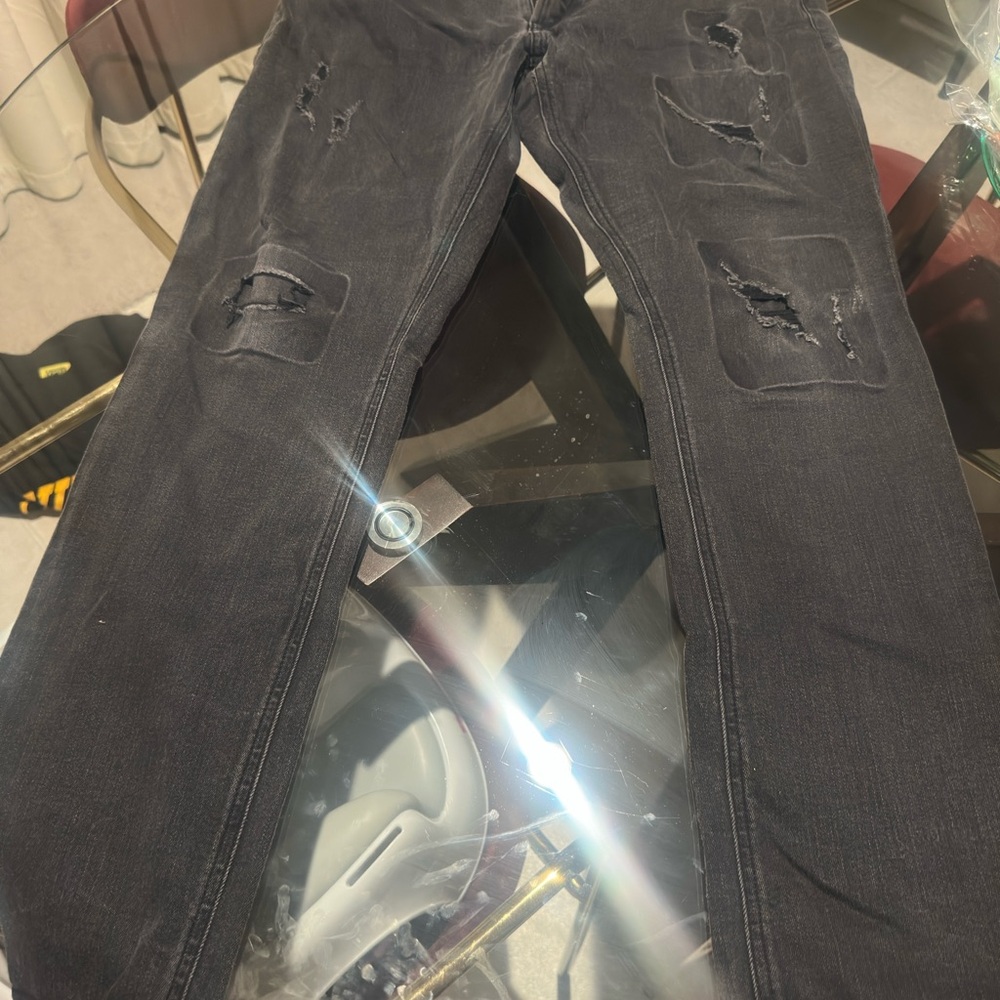 Men's Black Distressed Jeans